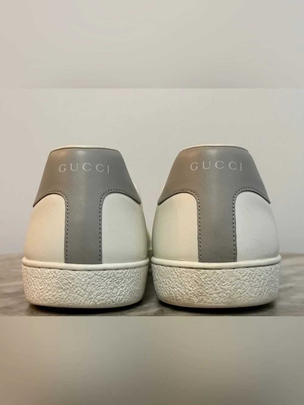Gucci Cream/White/Grey Leather Perforated GG Ace Sneakers12 UK| 12.5 US| 46 EU - Picture 6 of 9